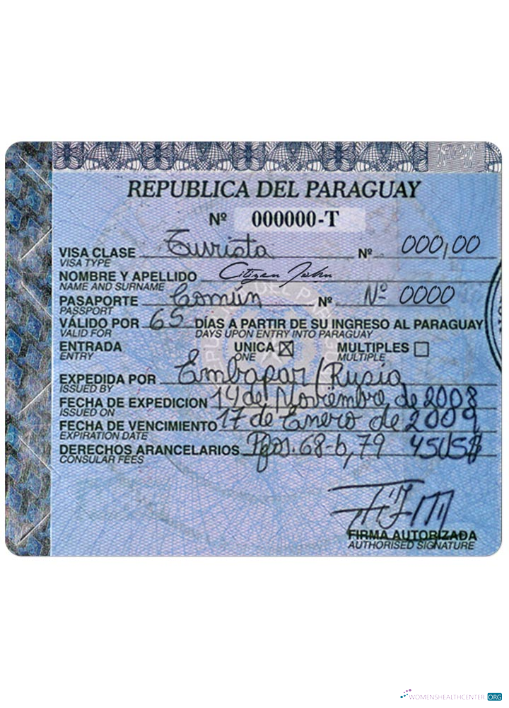 Download PARAGUAY visa Photoshop template